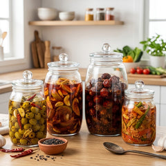 PREMIUM TRANSPARENT GLASS STORAGE JAR WITH AIRTIGHT LID