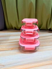 4 Pcs Square Oven Proof Glass Food Container Set 🔥🍱