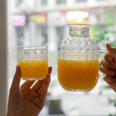 LUXURY GLASS WATER PITCHER WITH MATCHING TUMBLER – ELEGANCE IN EVERY SIP! ✨