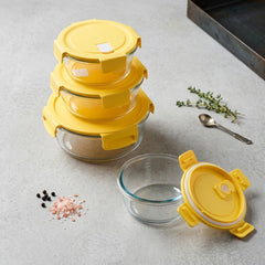 Premium 4 Pcs Round Shape Oven Proof Glass Food Container Set 🥘🫙