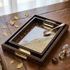 Premium Acrylic Serving & Decorative 2pcs Tray Set with Wooden Border π§π©π₯