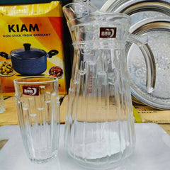 QING PING GOU Glass Jug with 6 Glasses ✨
