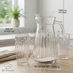 QING PING GOU Glass Jug with 6 Glasses ✨
