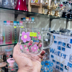 NICE Pastel Floral Glass Mug – Sweet & Elegant☕✨