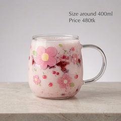NICE Pastel Floral Glass Mug – Sweet & Elegant☕✨