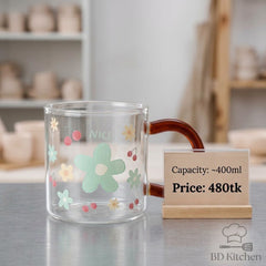 NICE Pastel Floral Glass Mug – Sweet & Elegant☕✨