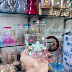 NICE Pastel Floral Glass Mug – Sweet & Elegant☕✨