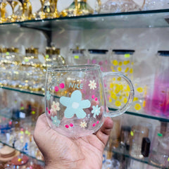 NICE Pastel Floral Glass Mug – Sweet & Elegant☕✨