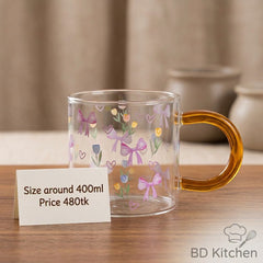 NICE Pastel Floral Glass Mug – Sweet & Elegant☕✨