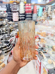 LUXURY AMBER DIAMOND CUT GLASS TUMBLER SET ✨