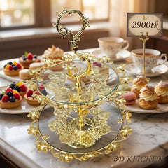 LUXURY 2-TIER GOLDEN GLASS CAKE & DESSERT STAND ✨✨