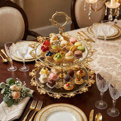 LUXURY 2-TIER GOLDEN GLASS CAKE & DESSERT STAND ✨✨