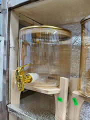 LUXURY RIPPLE GLASS BEVERAGE DISPENSER WITH WOODEN STAND đŋâ¨