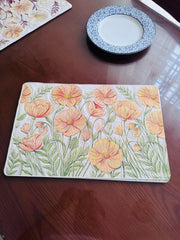 ELEGANT FLOWER PRINT TABLE MAT SET – 6 PCS 🌸