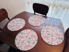 ROUND FLORAL PRINT TABLE MAT SET – 6 PCS 🌸