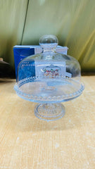 ELEGANT GLASS CAKE STAND WITH DOME LID