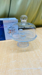 ELEGANT GLASS CAKE STAND WITH DOME LID