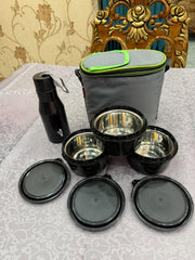 MILTON ARISTA TIFFIN SET WITH 3 CONTAINERS & 475ML STAINLESS STEEL BOTTLE
