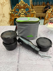 MILTON ARISTA TIFFIN SET WITH 3 CONTAINERS & 475ML STAINLESS STEEL BOTTLE