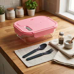 Premium Borosilicate Glass Lunch Box with Airtight Cutlery Lid – Smart, Stylish & Convenient! ✨🍱