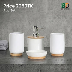Elegant White Ceramic 4-Piece Bathroom Set ✨🛁