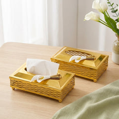 GOLDEN STAINLESS STEEL TISSUE HOLDER