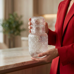 ELEGANT GLASS BEDSIDE WATER CARAFE SET – BEAUTY MEETS EVERYDAY COMFORT! ✨