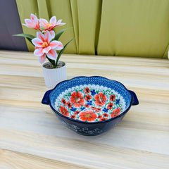 Floral Ceramic 8 Inch Bowls Large Round Oven Safe