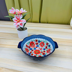 Floral Ceramic 8 Inch Bowls Large Round Oven Safe
