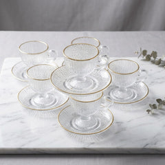 European Style Premium Quality Glacier Transparent Tea Cup Set ☕🍩🌿