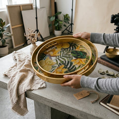 2-PIECE NESTING DECORATIVE SERVING TRAY SET – ELEGANCE THAT ENHANCES YOUR HOME! ✨