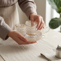 Turkish Style Premium Tea Cup Set – Elegant Golden Rim Design ✨☕