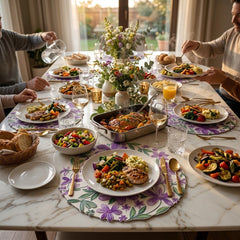 ROUND FLORAL PRINT TABLE MAT SET – 6 PCS 🌸