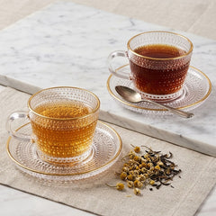 Dotted Premium Tea Cup Set – Elegant Golden Rim Design 🍃✨