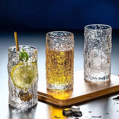 Glacier Pattern Golden Rimmed Glass Set – Luxury Serving Experience ✨
