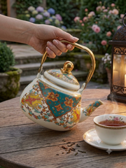 Vintage-Style Floral Enamel Tea Kettle โ Timeless Beauty for Every Tea Moment โ๐ธโจ