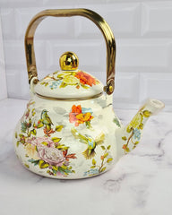 Vintage-Style Floral Enamel Tea Kettle – Timeless Beauty for Every Tea Moment ☕🌸✨