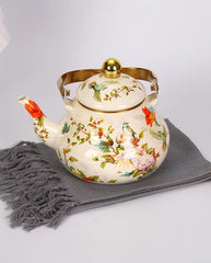 Vintage-Style Floral Enamel Tea Kettle – Timeless Beauty for Every Tea Moment ☕🌸✨