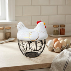 Premium Chicken-Shaped Egg Storage Basket – Heavy Quality & Unique Kitchen Organizer 🥚🧺🐔✨