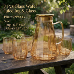 LUXURY GOLDEN DIAMOND CUT GLASS JUG & TUMBLER SET ✨