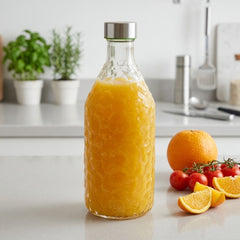 Premium Hammer Pattern Glass Bottle – 1000ml ✨🍋