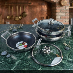 Premium Germany Technology Deep Korai – Both-Side Honeycomb Design With Glass Lid 🥘✨