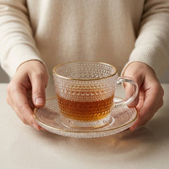 Dotted Premium Tea Cup Set – Elegant Golden Rim Design 🍃✨
