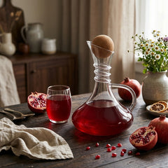 CURVED GLASS DECANTER WITH CORK LID 1500ML