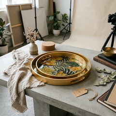 2-PIECE NESTING DECORATIVE SERVING TRAY SET – ELEGANCE THAT ENHANCES YOUR HOME! ✨