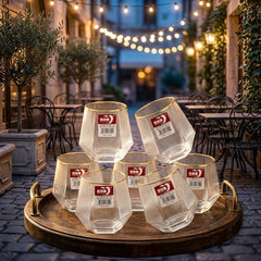 Diamond Shape Premium Clear Water Glass Cup Set 6Pc💎