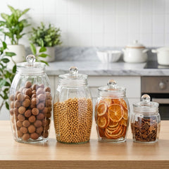 PREMIUM TRANSPARENT GLASS STORAGE JAR WITH AIRTIGHT LID