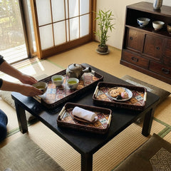 JAPANESE-INSPIRED RATTAN SERVING TRAY SET – MINIMALIST BEAUTY FOR YOUR HOME! 🌸