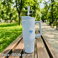 LUXURY PEARL & BOW INSULATED TUMBLER – 1200ML 💖🌸