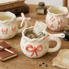 Romantic Bowed Rose Printed Handmade Ceramic Mug 🌷🎀 🌹